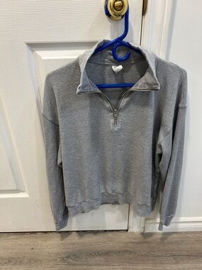 TNA Heather Gray Waffle Quarter -Zip Pullover